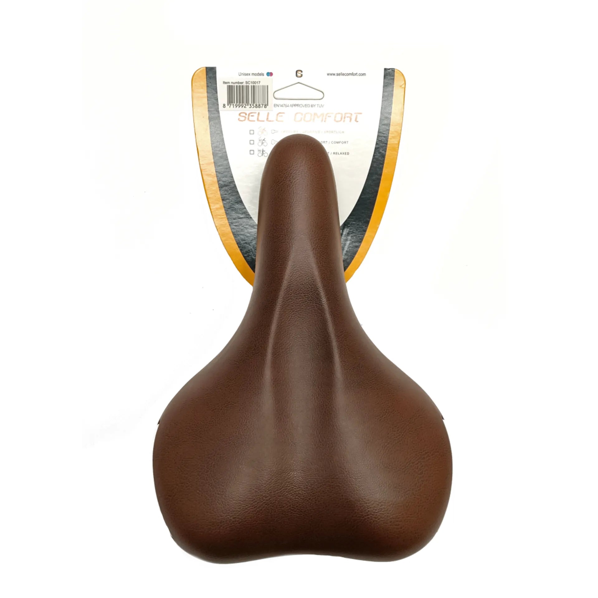 fiets zadel - Selle Comfort Ride - Bruin met witte bumpers, zonder strop