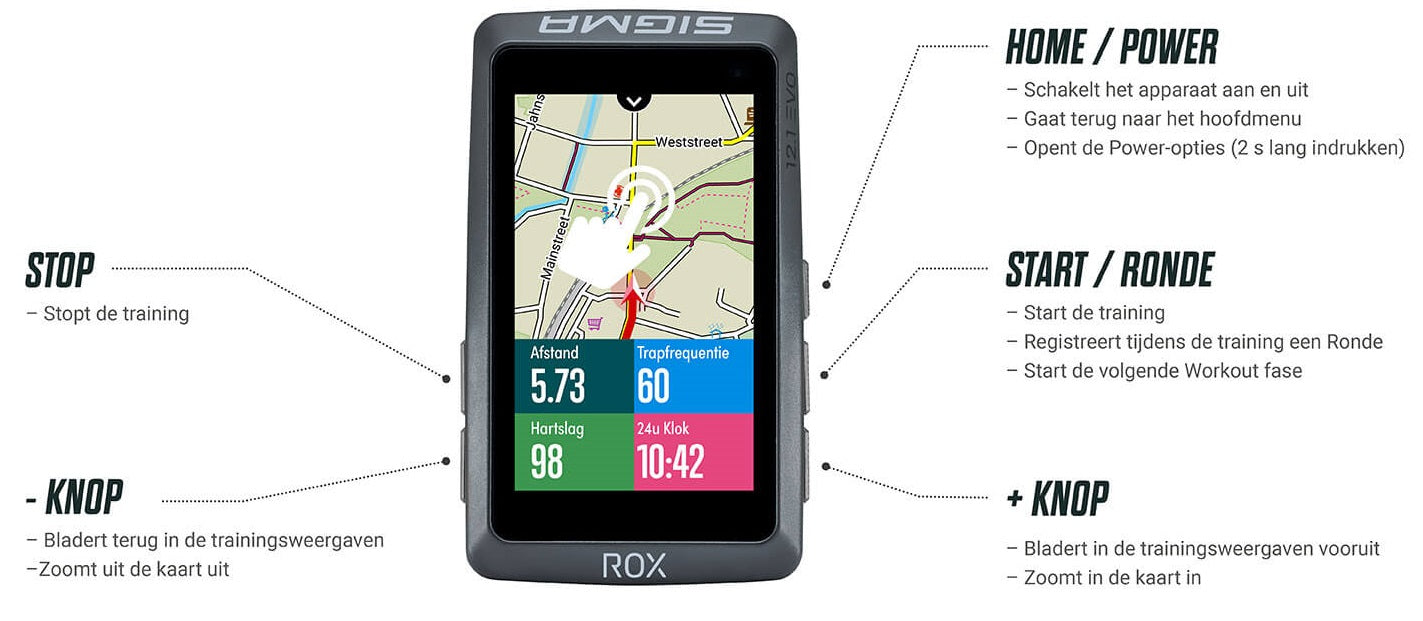 Fietscomputer Sigma Rox 12.1 Evo GPS incl. lange Butler stuurhouder - night grey