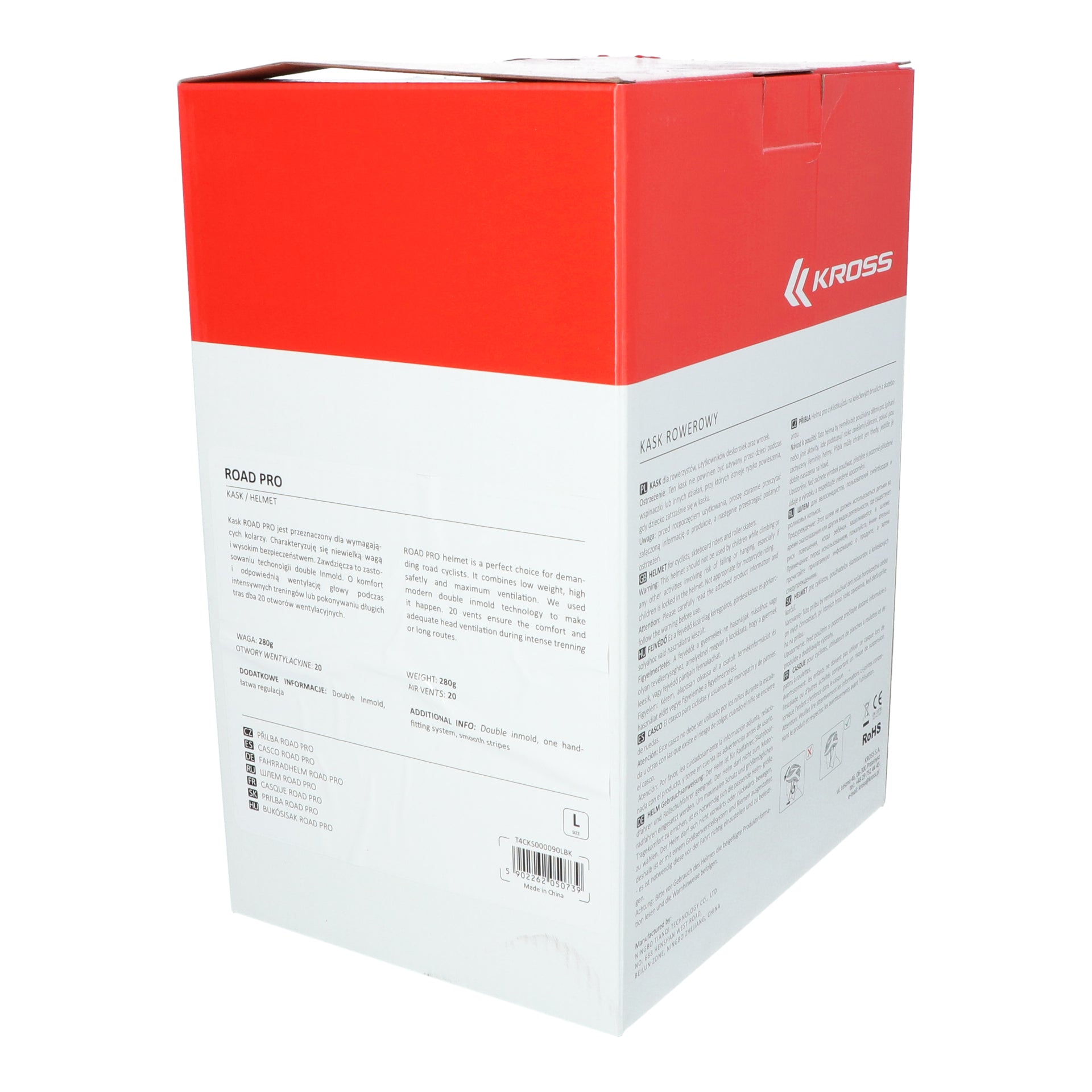 Fietshelm Kross Road Pro L (58-62 cm) - zwart