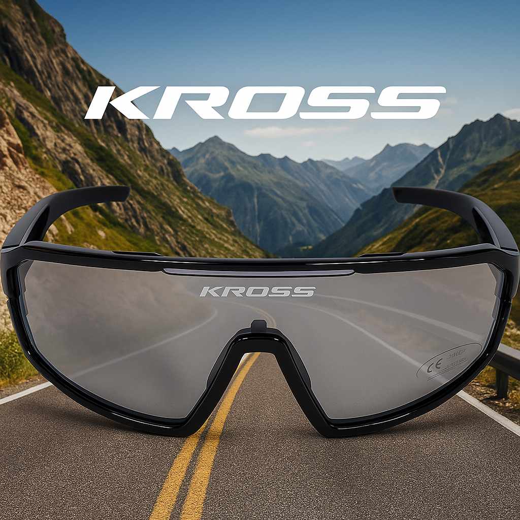 Fietsbril Kross Fly UV400 meekleurende lenzen - zwart frame
