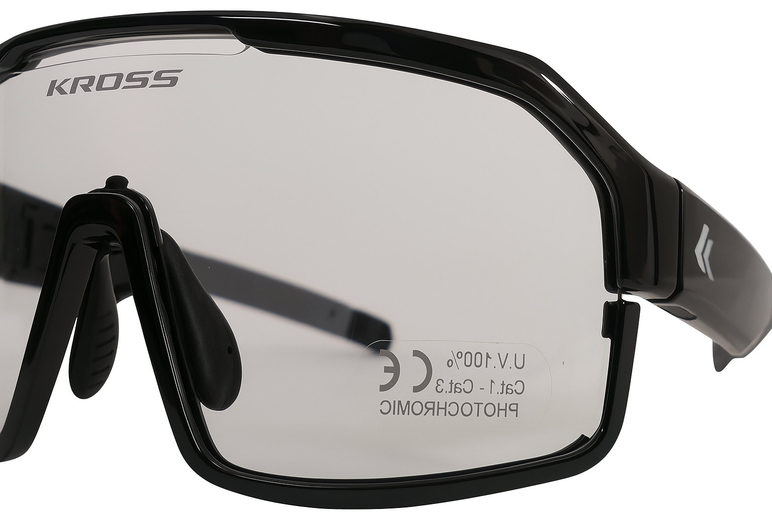 Fietsbril Kross Fly UV400 meekleurende lenzen - zwart frame