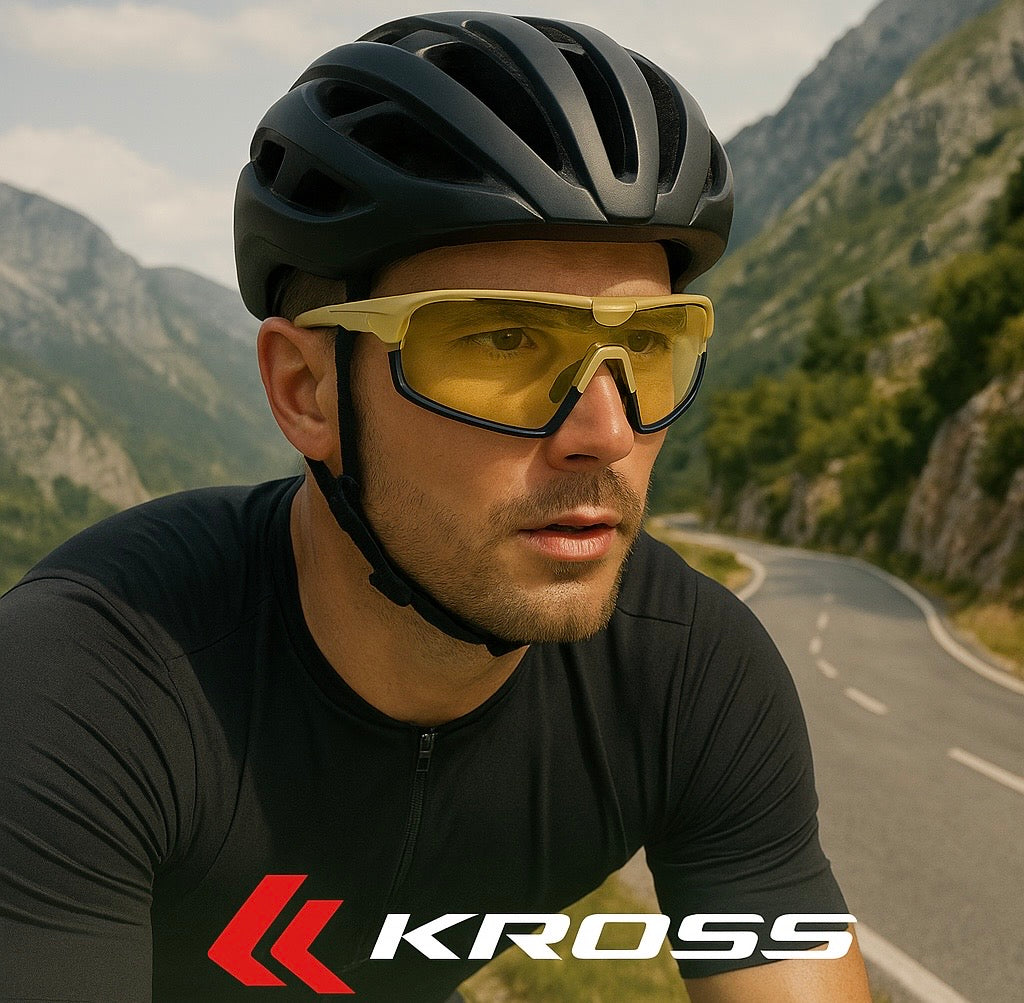 Fietsbril Kross Braker UV400 verwisselbare lenzen - beige frame
