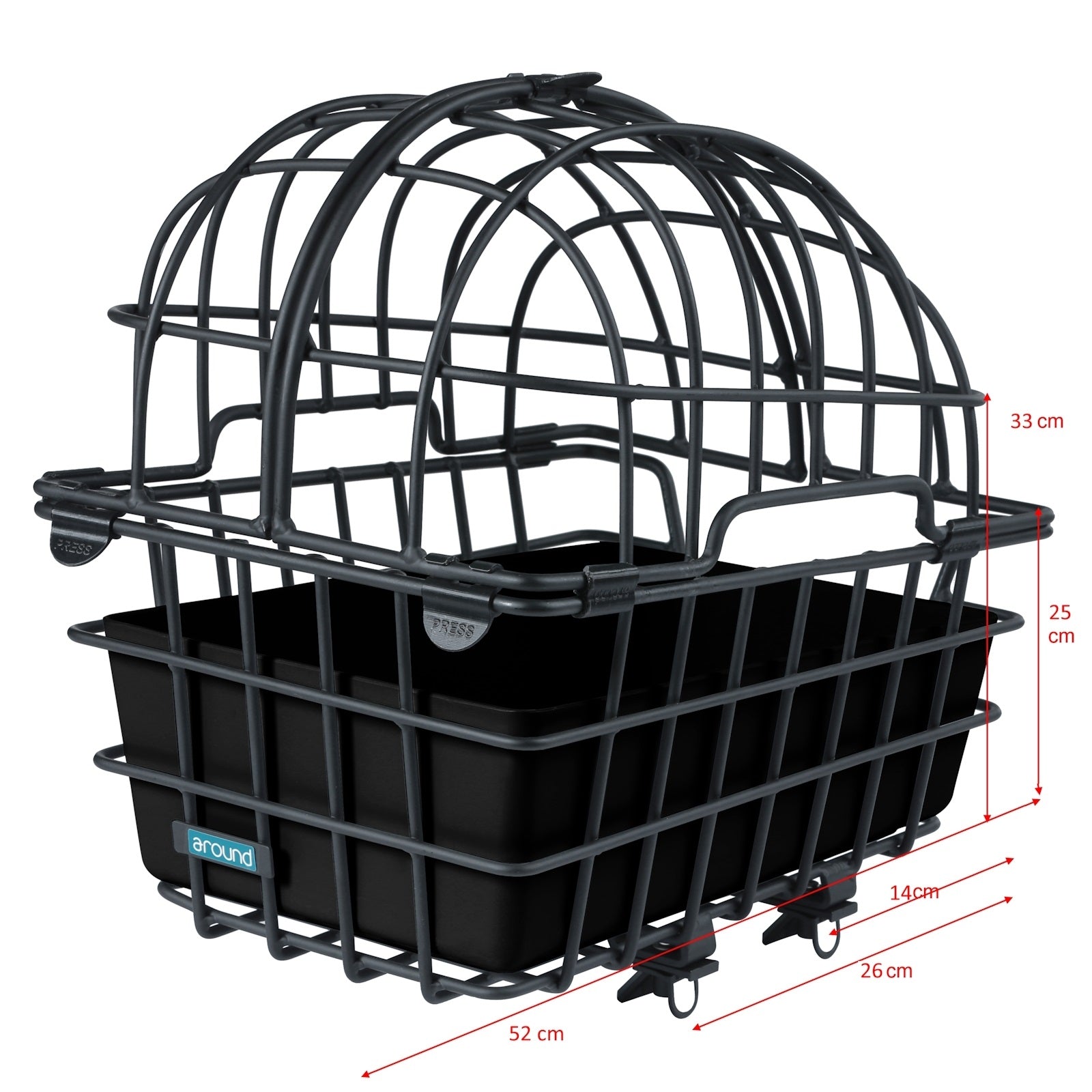 Dierenfietsmand Around Luna XL incl. Around fix system - mat zwart