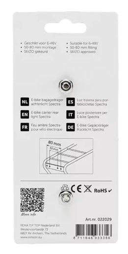 Dragerachterlicht Simson Spectra 6-48V E-bike - rood