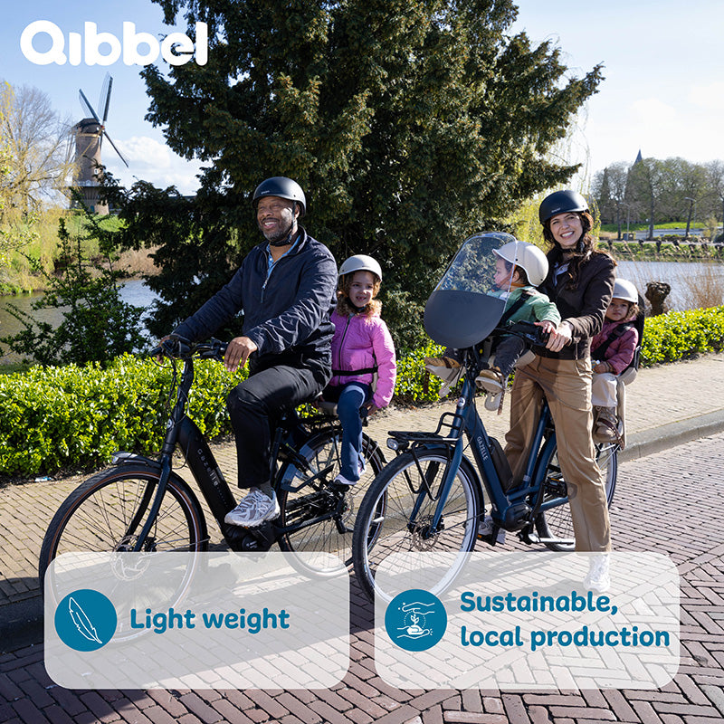 Kinderzitje achter Qibbel Junior 6+ - MIK HD - met voetsteun en beschermplaat - Midnight Black