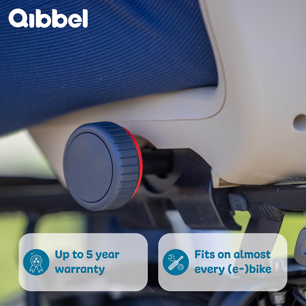 Kinderzitje achter Qibbel Junior 6+ Longtail Edition - Midnight Black - zonder voetsteunen