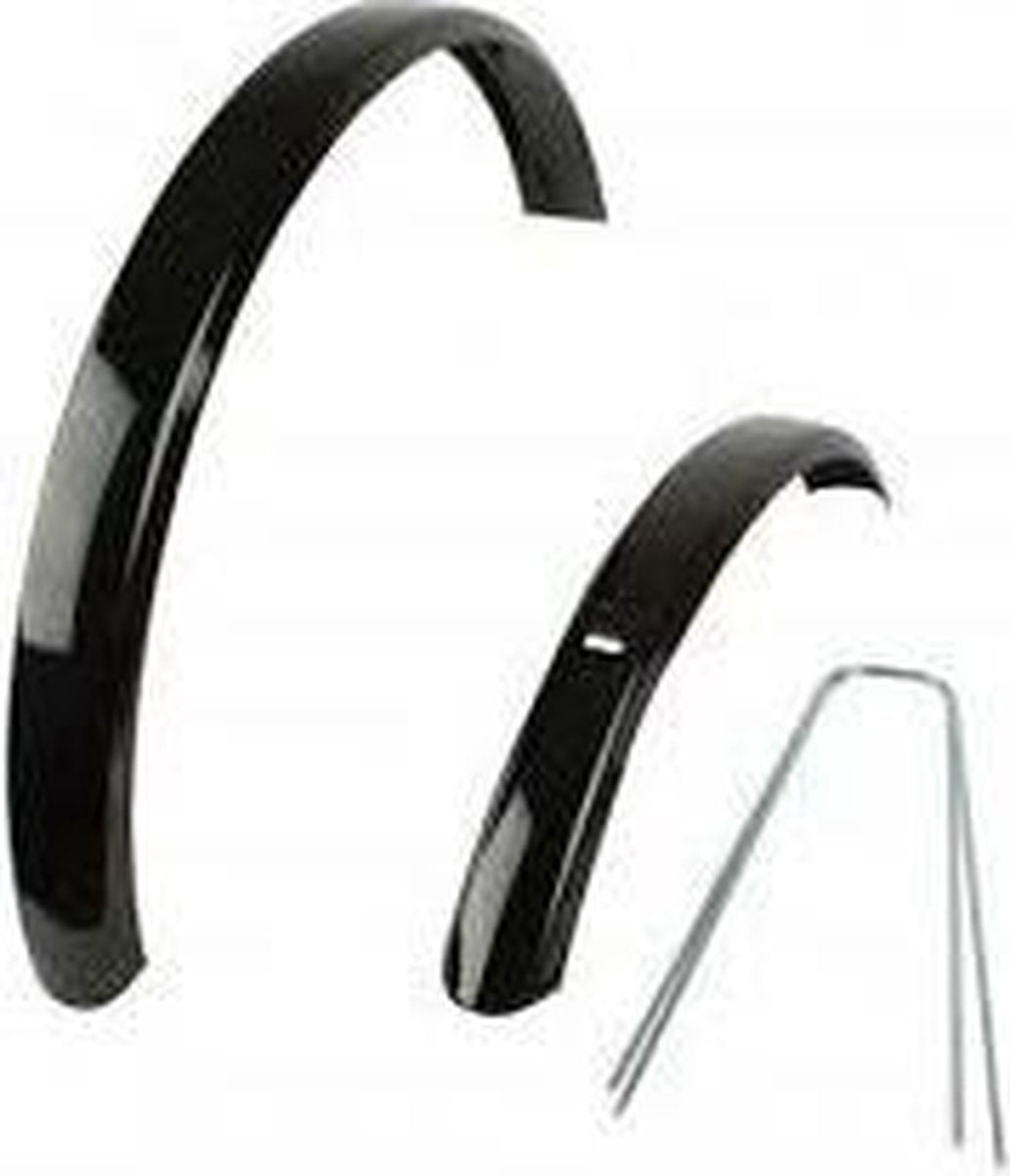 fiets spatbord - 20"x1.75 staal, zwart. Voor en achter. Inclusief stangen