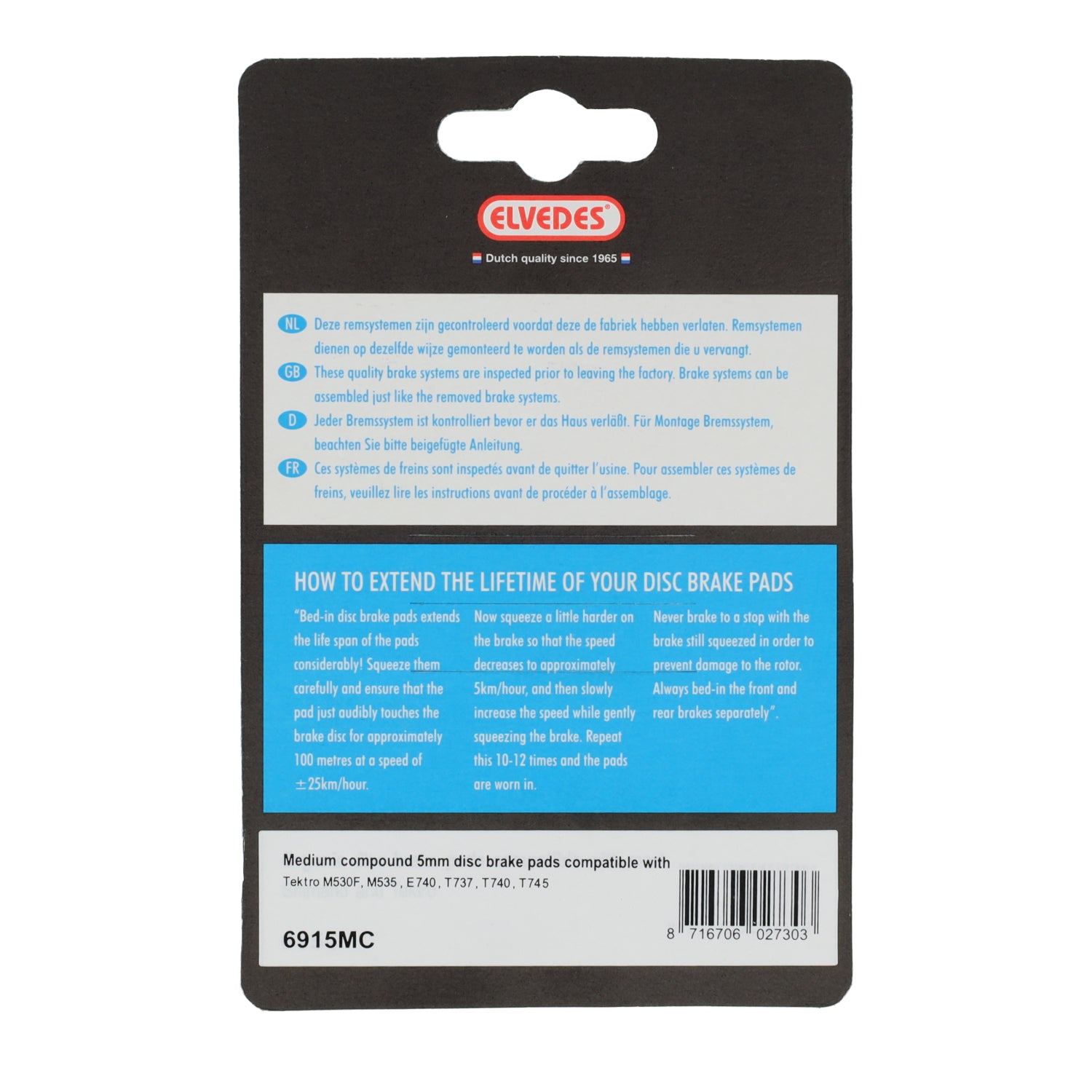 Schijfremblokset Elvedes 6915MC - Tektro - E-Bikes - 1 paar