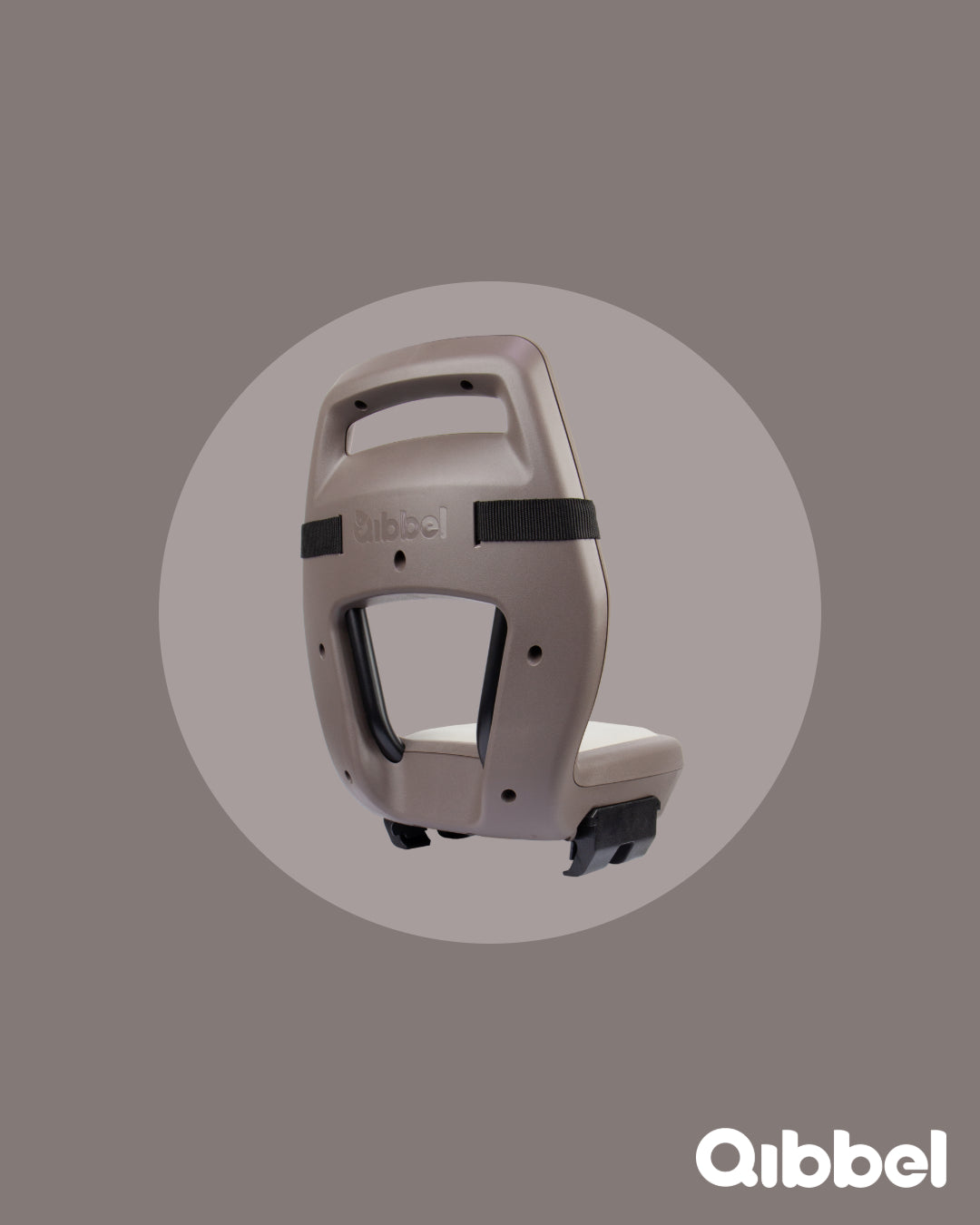 Kinderzitje achter Qibbel Junior 6+ met voetsteunen, gordel en beschermplaat - Hazel Brown