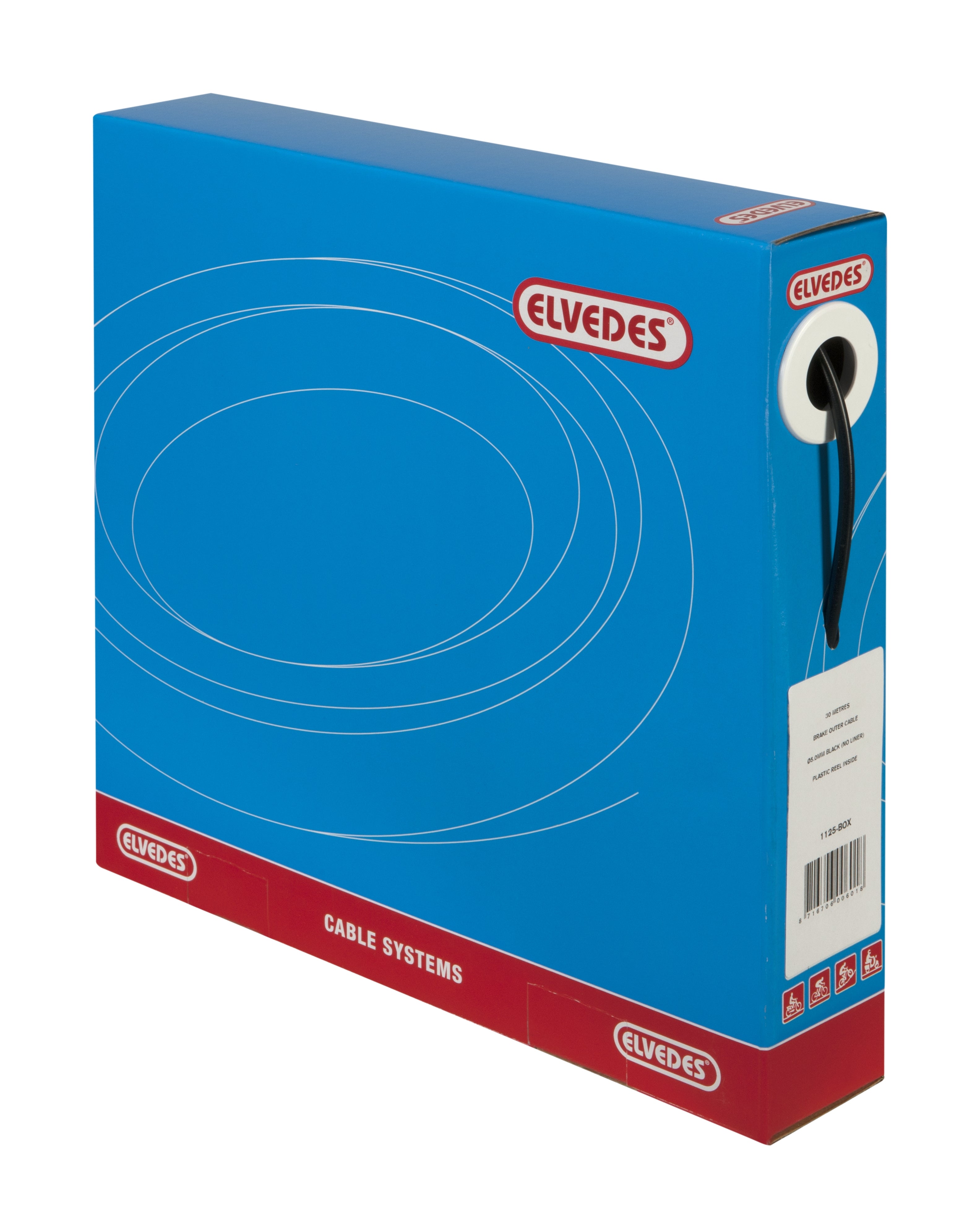 Rem buitenkabel Elvedes zonder teflon voering ø5,0mm / 30 meter - zwart (in een doos)