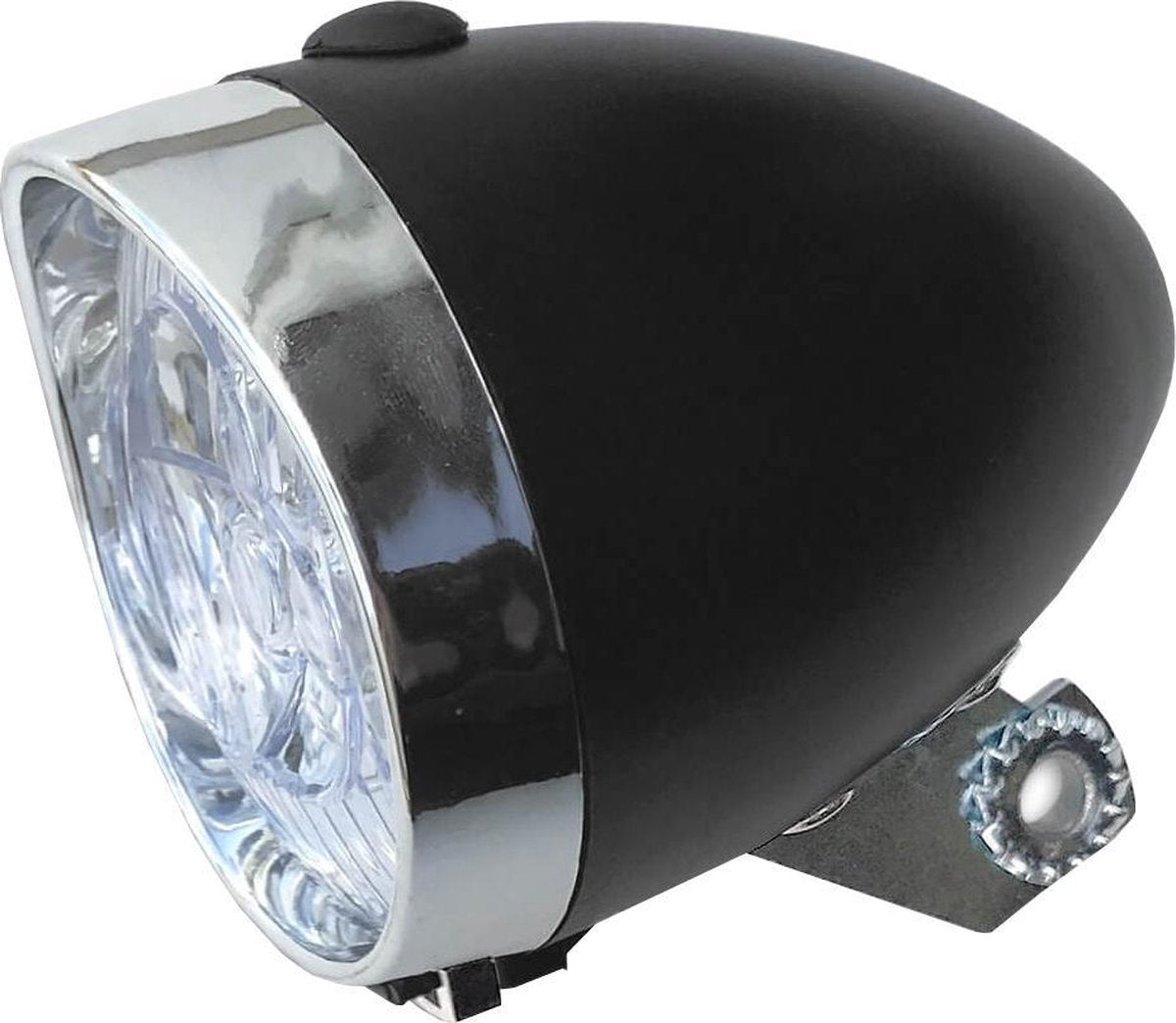 fiets verlichting - Retro Basic Koplamp Batterij Led Matzwart