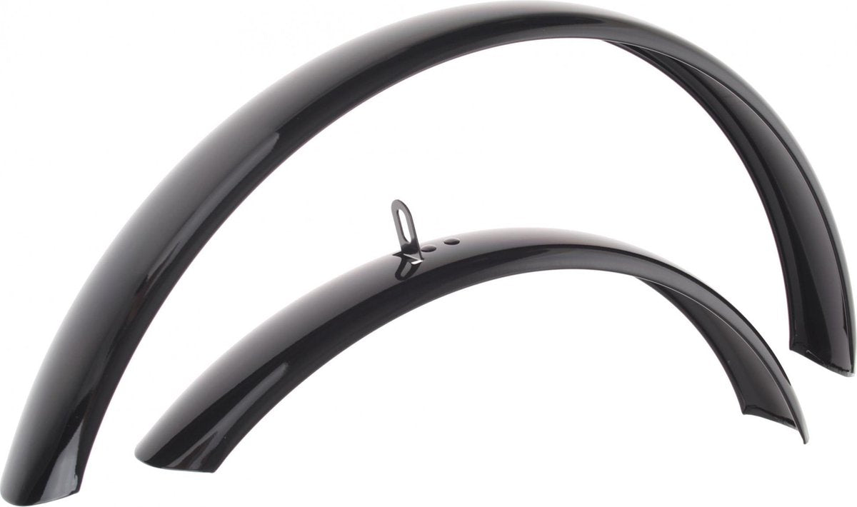 fiets spatbord - 20"x1.75 staal, zwart. Voor en achter. Inclusief stangen