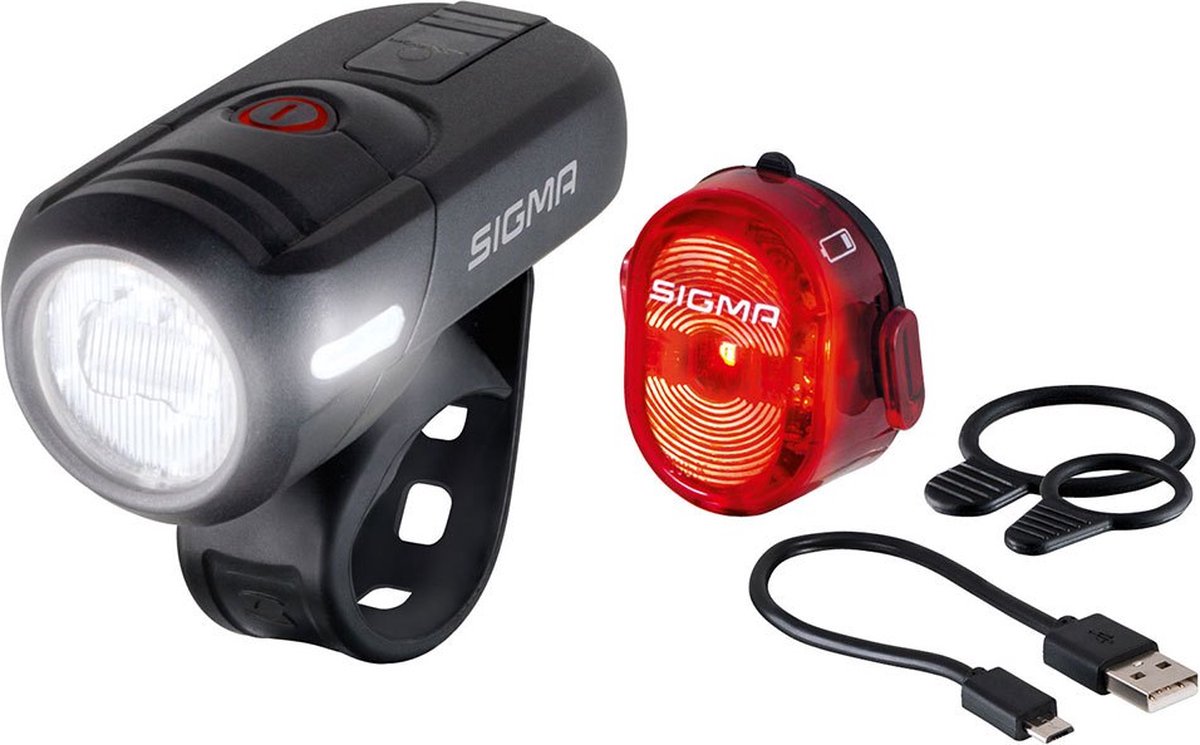 fiets verlichting - Sigma AURA 45 USB LED koplamp - verlichtingsset Batterij