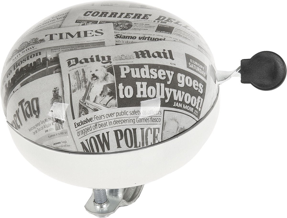 Fiets bel - M-Wave Ding-Dong ø80mm - Newspaper White