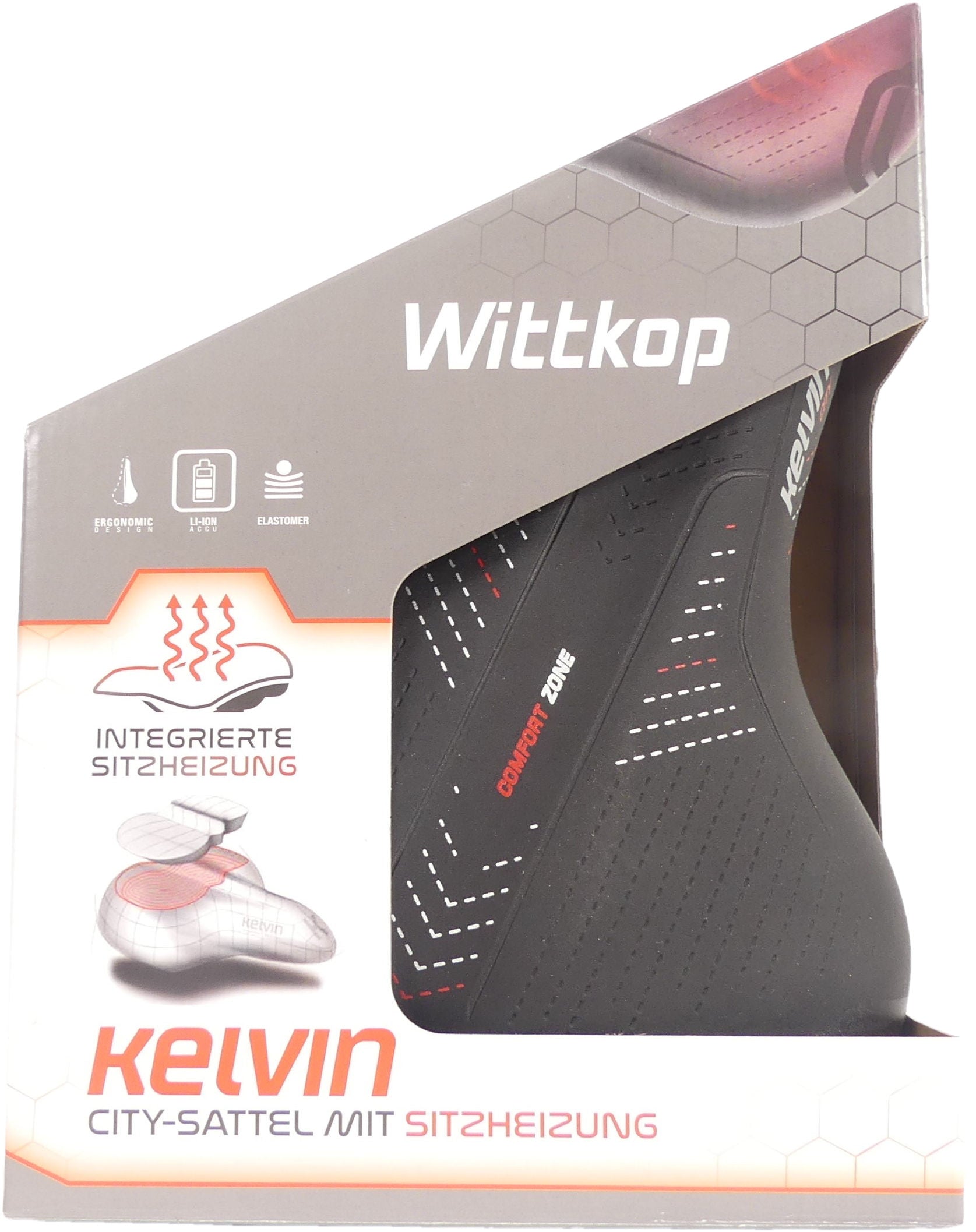 Fietszadel Wittkop Kelvin Accu met zadelstrop - zwart