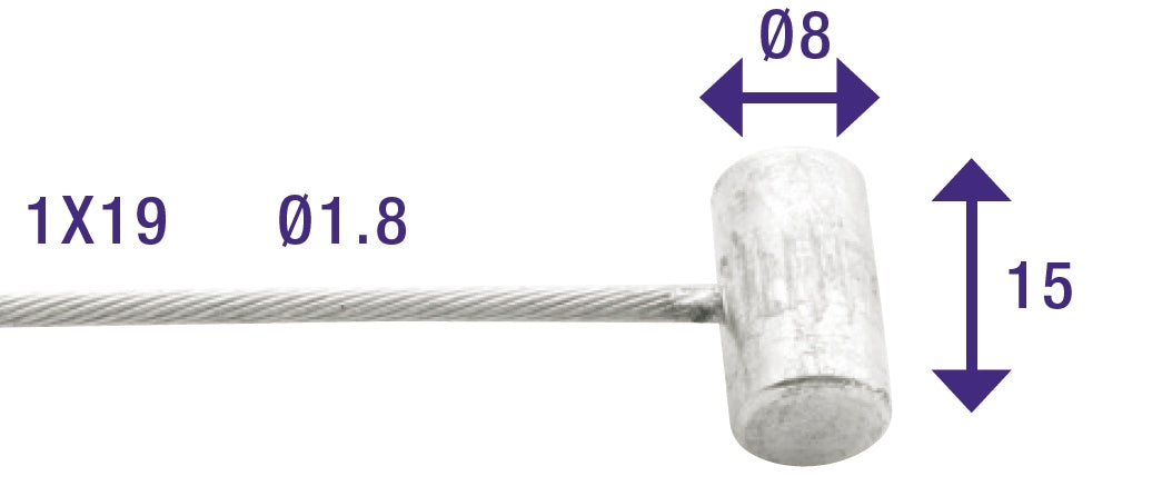 Achterrem binnenkabel Elvedes Honda Camino 2000mm verzinkt T-nippel (op kaart)