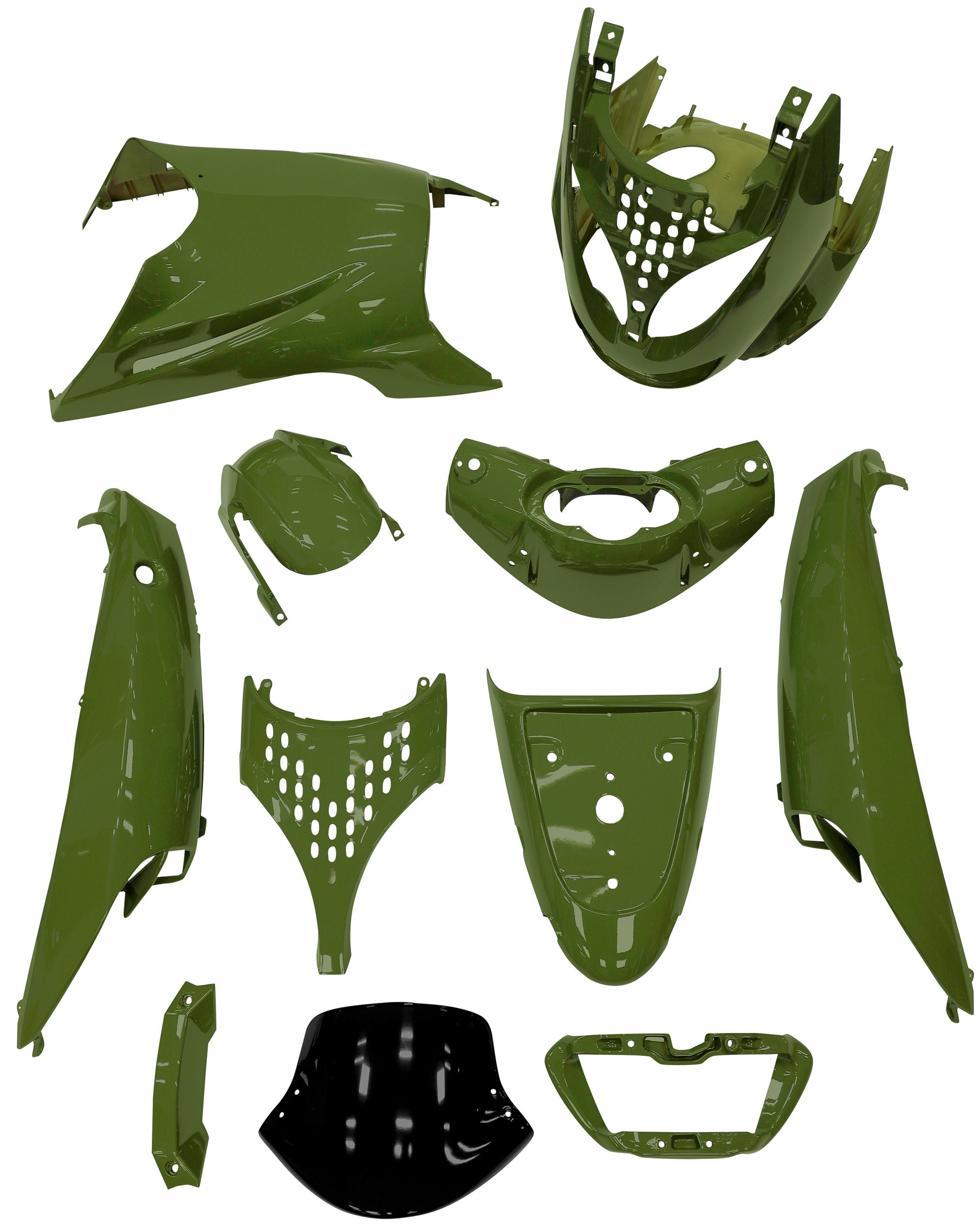 Plaatset 11-delig Edge voor Aprilia SR van bouwjaar 1997 tot 2004 - districtgroen