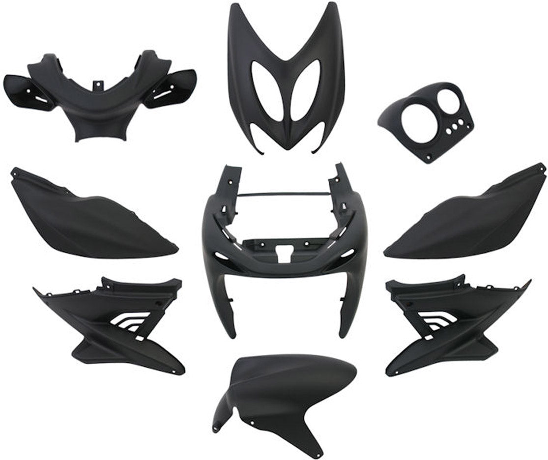 Plaatset 9-delig Edge voor Yamaha Aerox tot bouwjaar 2014 - mat zwart