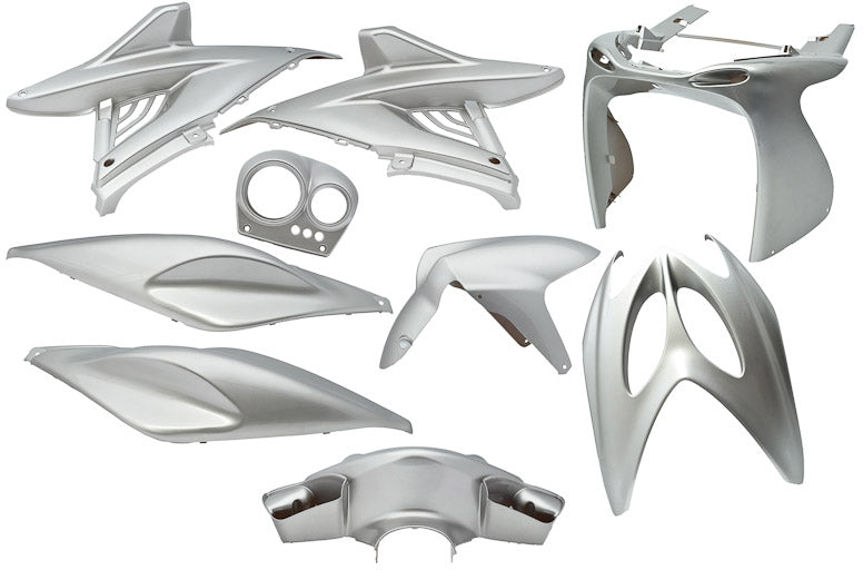Plaatset 9-delig Edge voor Yamaha Aerox tot bouwjaar 2014 - zilver metallic