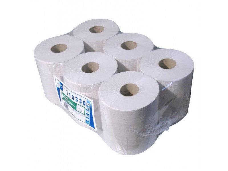 Poetspapier Euro naturel wit midirollen - 300 meter x 20cm (6 stuks)