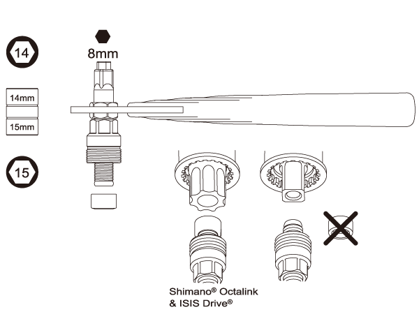 Cranktrekker IceToolz 04S1 met 8 mm inbus- & 14/15 mm dopsleutel