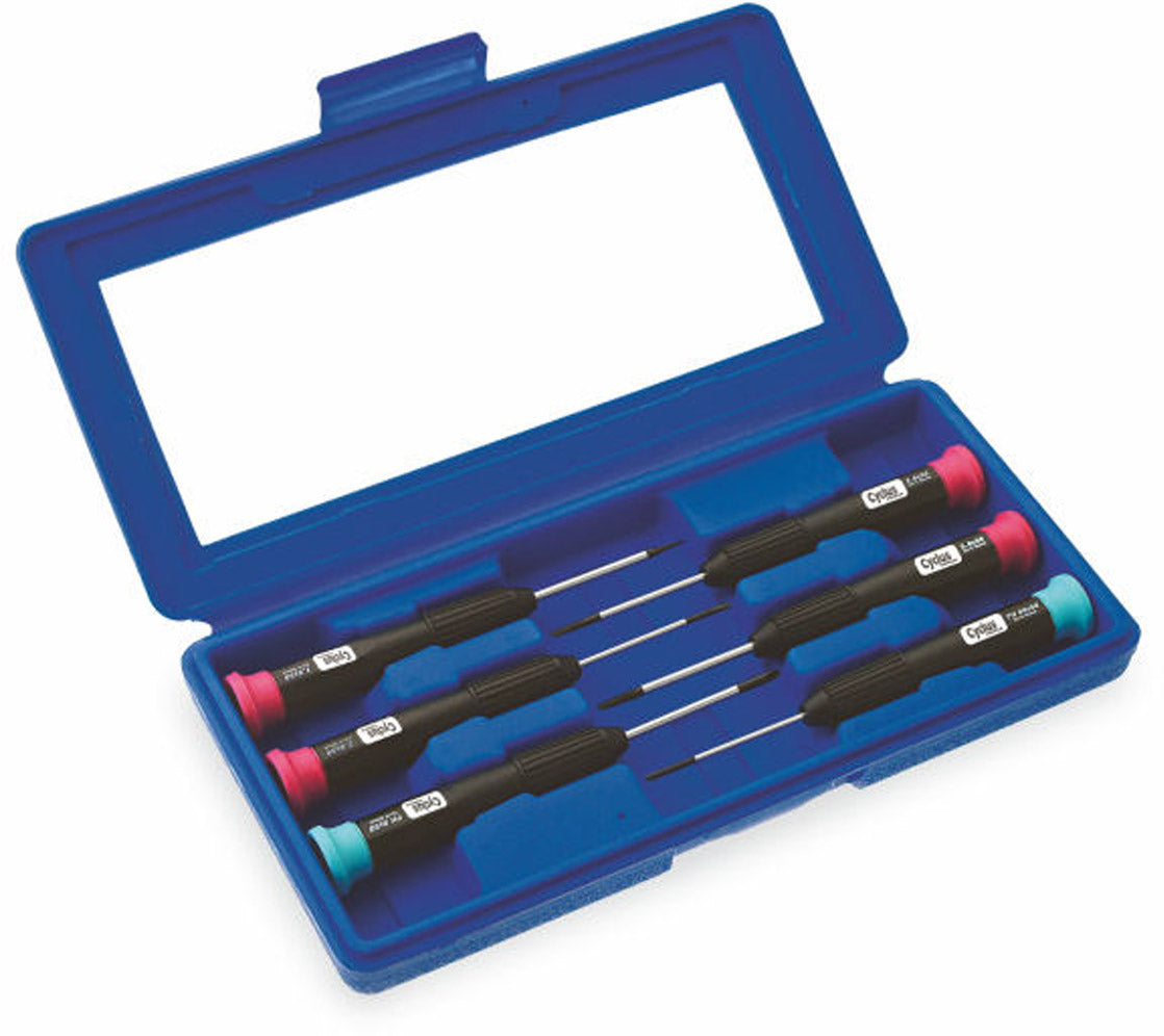 Schroevendraaier set precisie Cyclus 4x sleuf 2x kruis