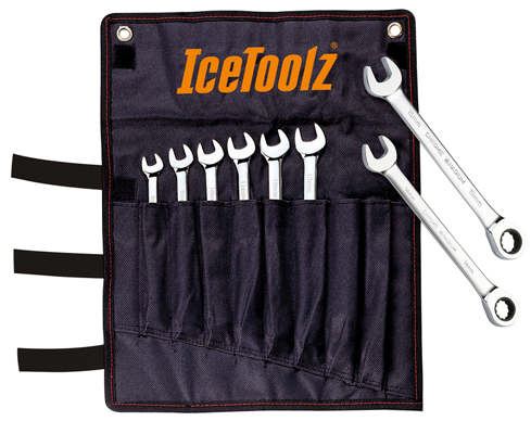 Icetoolz Steek-/Ring-/Ratelsleutelset 8-15mm - Zwart