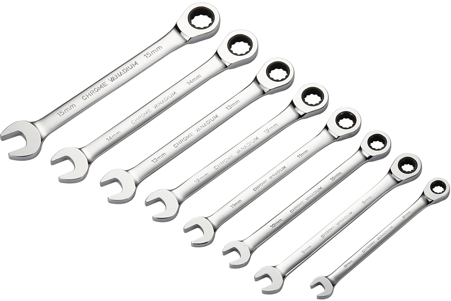 Icetoolz Steek-/Ring-/Ratelsleutelset 8-15mm - Zwart