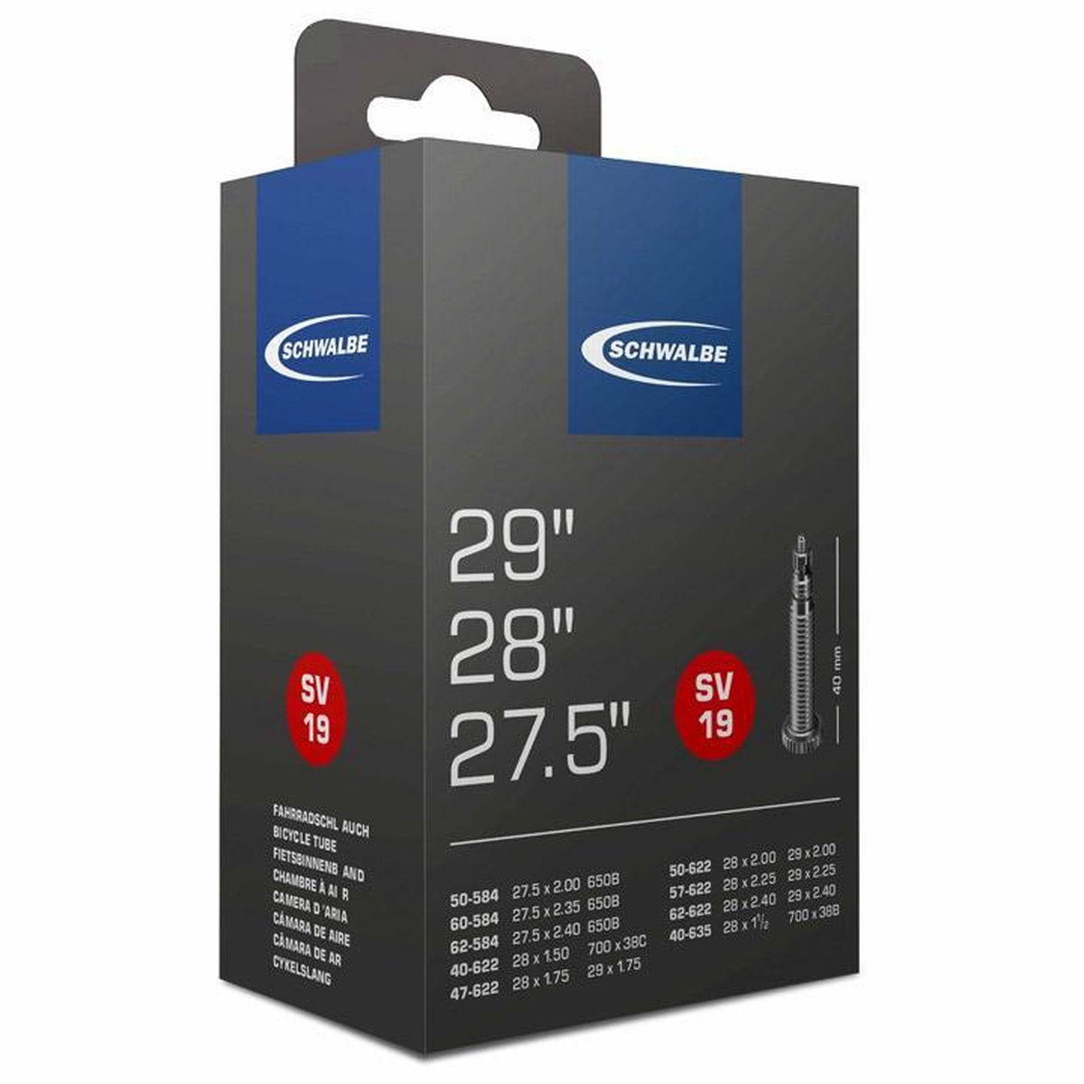 Binnenband Schwalbe SV19 Freeride 27.5 en 29" / 54/75-584/622 - 40mm ventiel