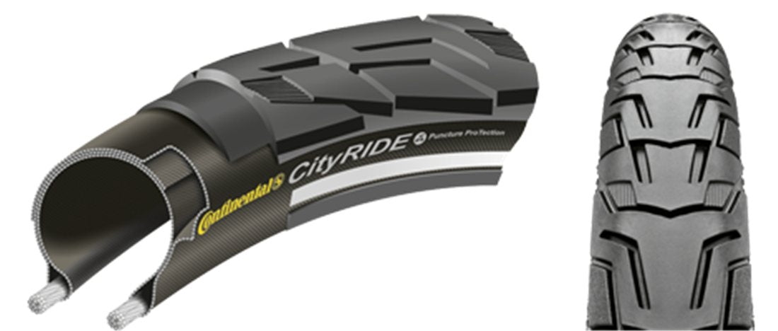 Buitenband Continental Ride City Puncture ProTection 28 x 1.60" / 42-622 - zwart met reflectie
