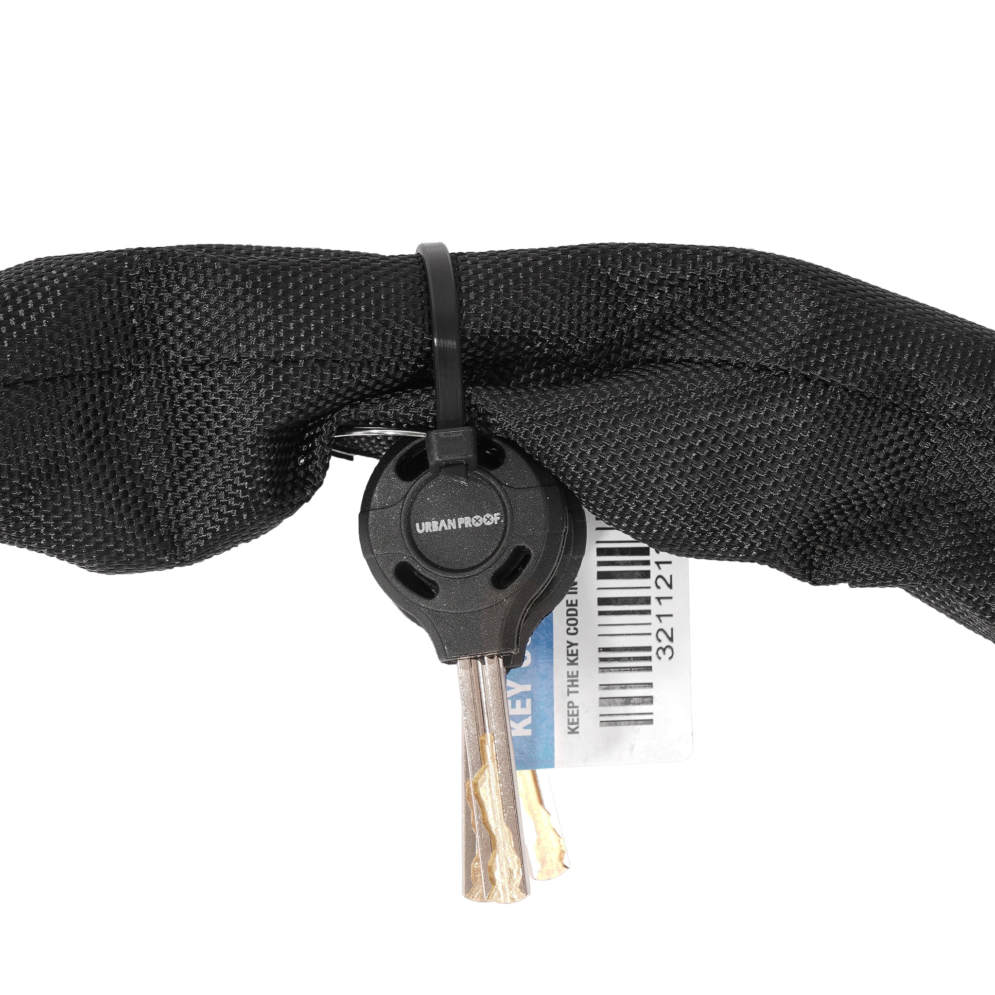 Kettingslot Urban Proof ø8mm x 100 cm met Art. 2 - goedkeuring - zwart