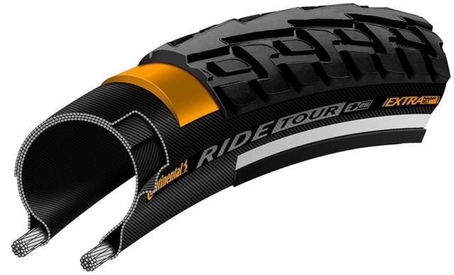 Buitenband Continental Ride Tour Reflex 28 x 1.60" / 42-622 - zwart met reflectie