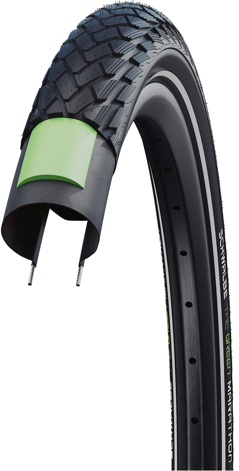 Buitenband Schwalbe Green Marathon GreenGuard 28 x 2.00"/50-622mm - zwart met reflectie