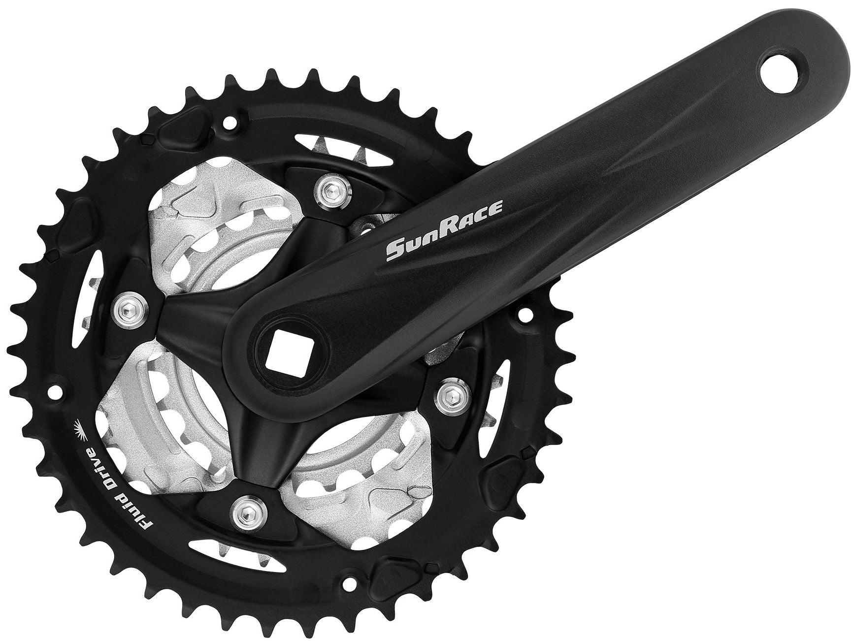 Crankstel 42-32-22T SunRace FCM600 voor 3/32" ketting 170mm - voor vierkante as - zwart