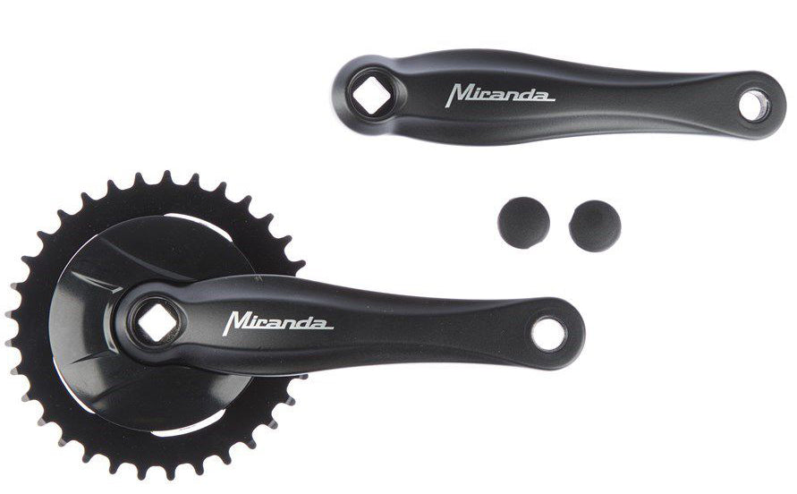 Crankstel 33T Miranda Beta 1+ voor 3/32" ketting - met disc - zwart/zilver