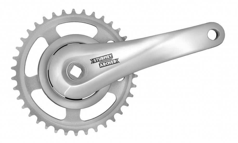 Crankstel 38T SunRace FCS608 met 170mm crankarm - 95mm disc - voor vierkante as - zilver