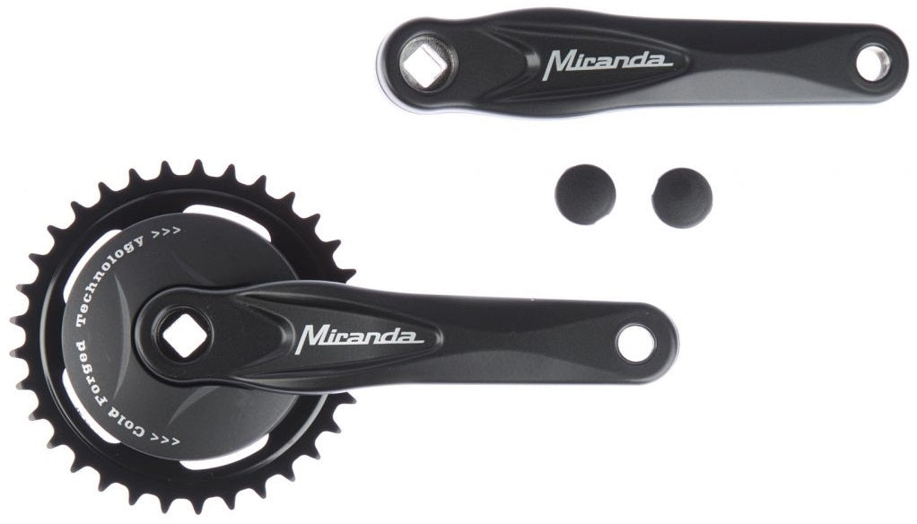 Crankstel 33T Miranda Alfa 1 voor 3/32" ketting - met 9.2 cm zwarte disc - zwart