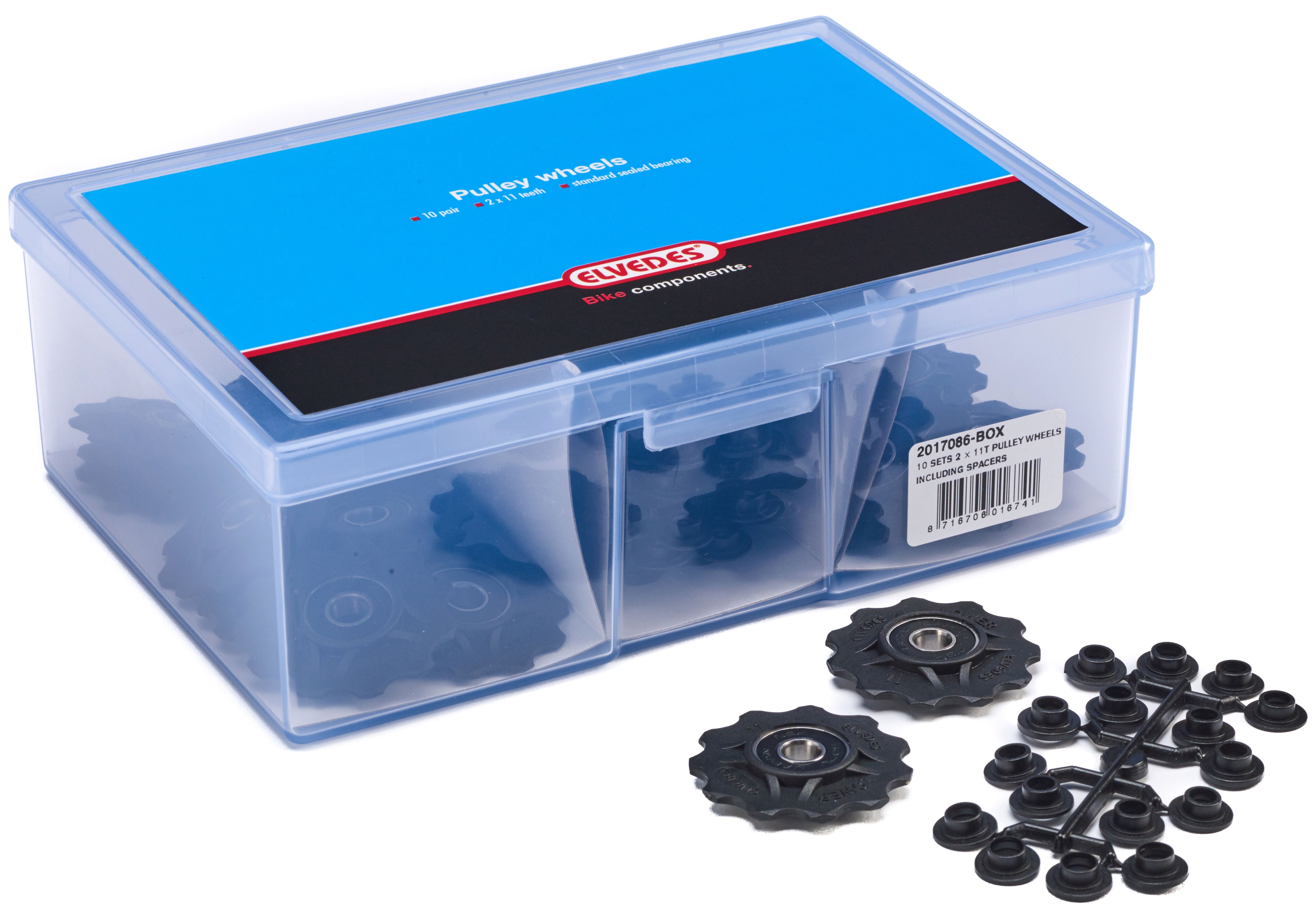 Derailleurwieltjes Elvedes 2x11 tands met standaard afgedichte lagers (10 sets)