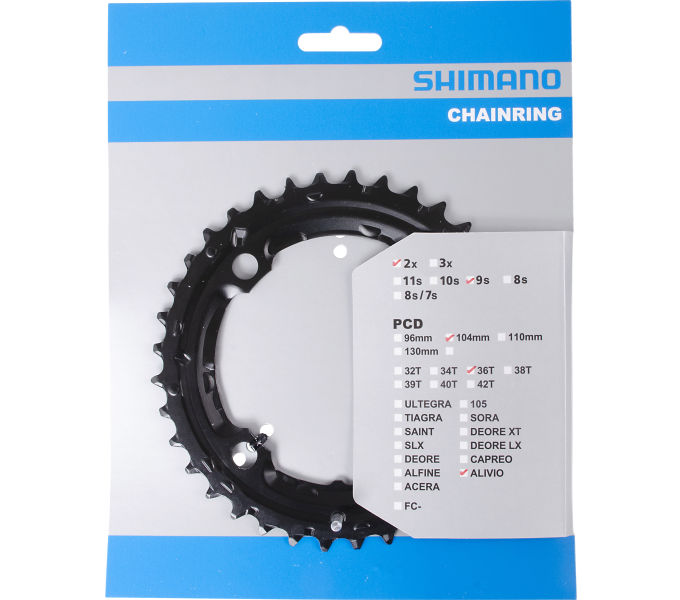 Kettingblad 36 tands Shimano Alivio FC-M4000 / FC-M4050 (AC) 9 speed - zwart