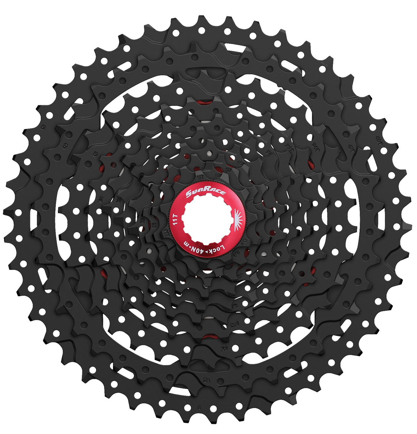 Cassette 10 speed Sunrace CS-MX3 11-46T - zwart/rood