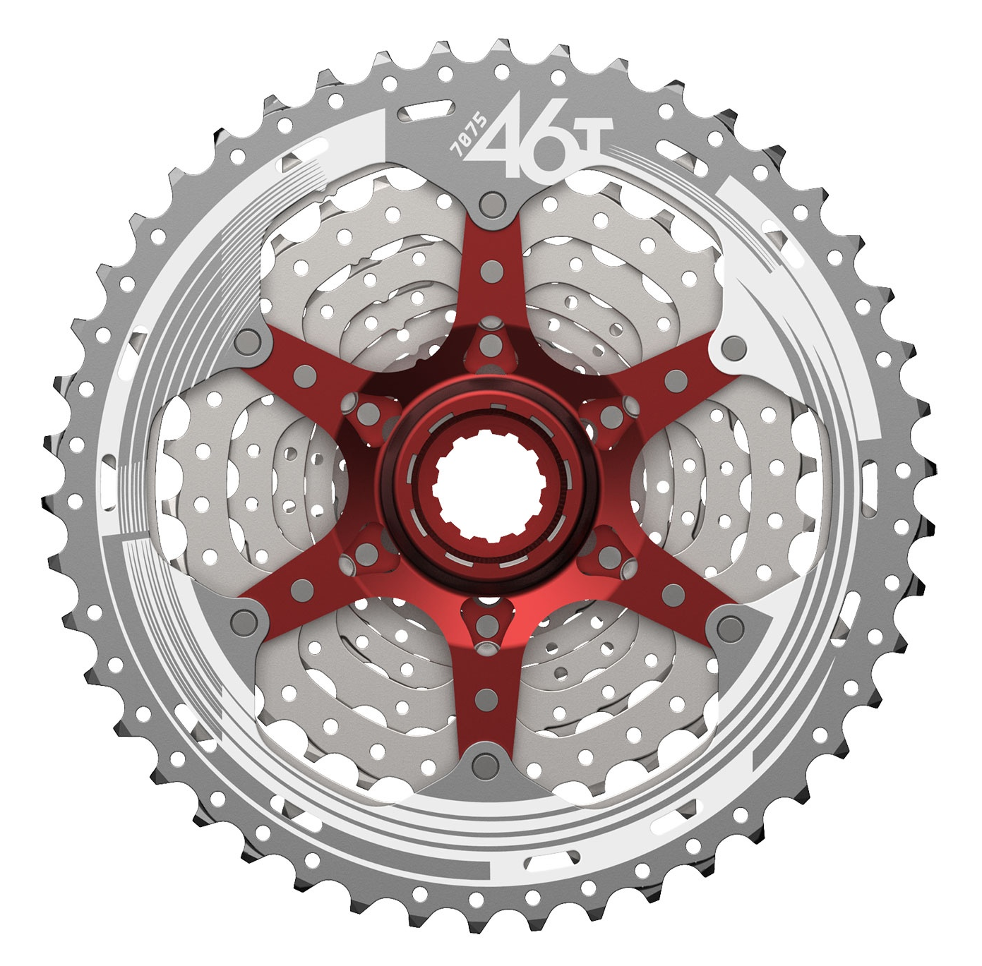 Cassette 10 speed Sunrace CSMX3 11-46T - zilver/rood