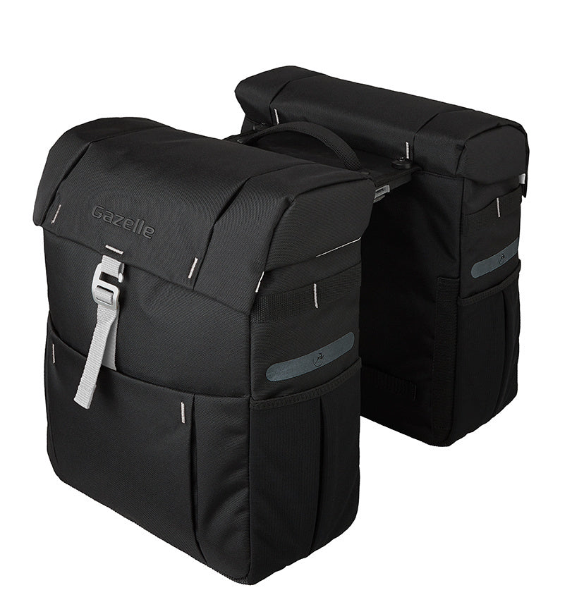 Dubbele fietstas Gazelle met MIK adapter - zwart/olijf