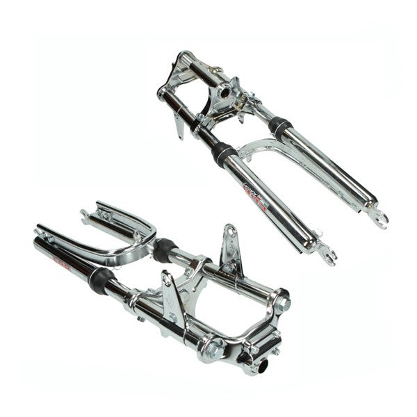 voorvork EBR kort breed + versterkte stabilisator compleet chroom puch maxi