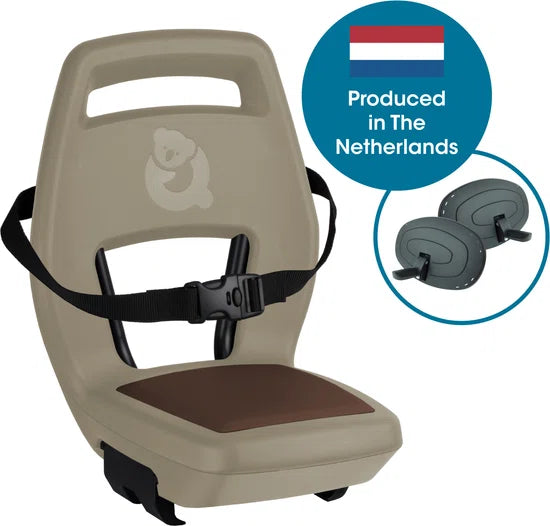 Fietsstoeltje -Qibbel Junior 6+ Fietsstoeltje Achter Bagagedrager bevestiging - Cappuccino - inclusief voetbeschermingsplaten en voetsteunen