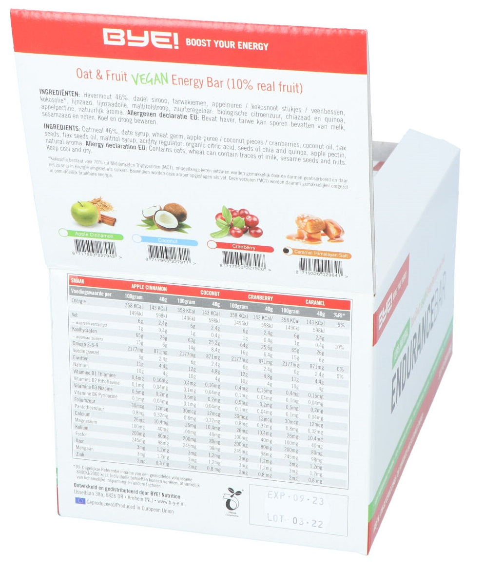 BYE! Endurance bar caramel / himalaya salt - 40 gram (doos à 30 stuks)