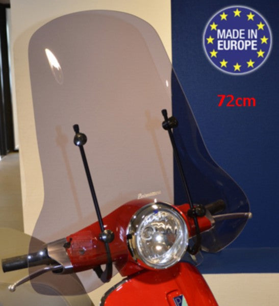 Vespa Primavera windscherm+ bev. set hoog (made in EU) mod. orig 72cm smoke
