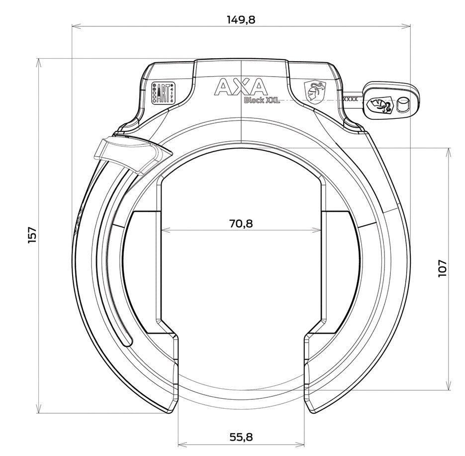 Ringslot Axa Block XXL Retractable - zwart