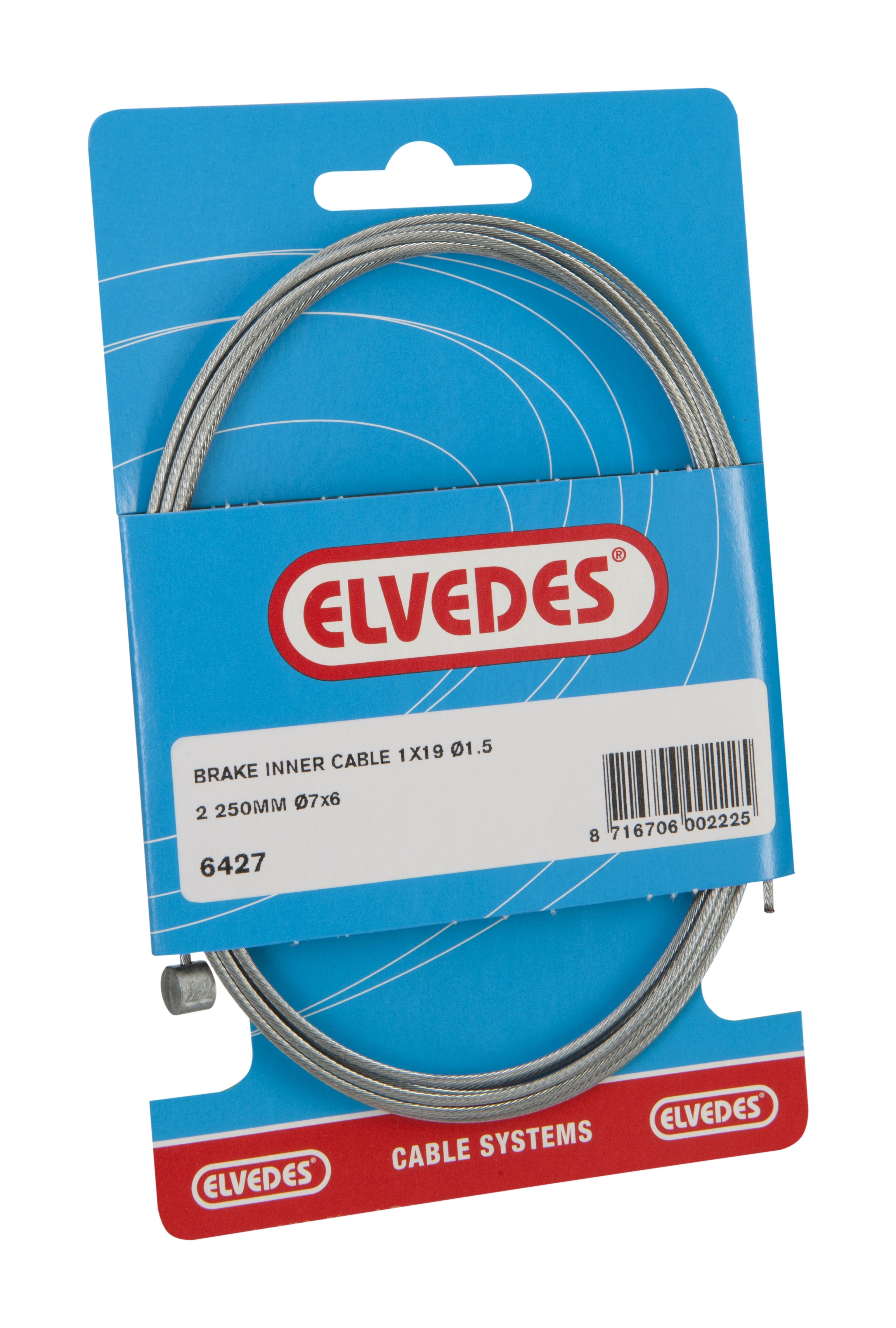 Rem binnenkabel Elvedes 2250mm gegalvaniseerd ø1,5mm T-nippel (op kaart)