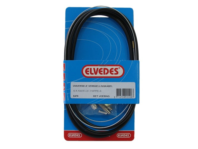 Versnellingskabelset Elvedes 1700 / 2250 mm universeel Sturmey Archer verzinkt - zwart (op kaart)