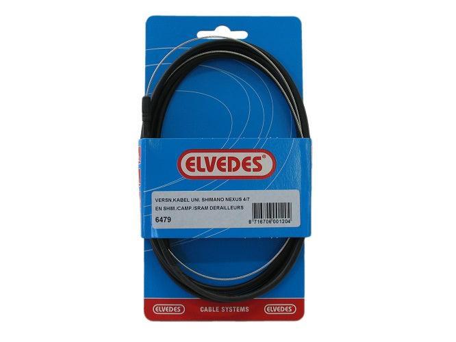 Versnellingskabelset 3/7-speed Elvedes Nexus 1700 / 2250 mm RVS - zwart (op kaart)